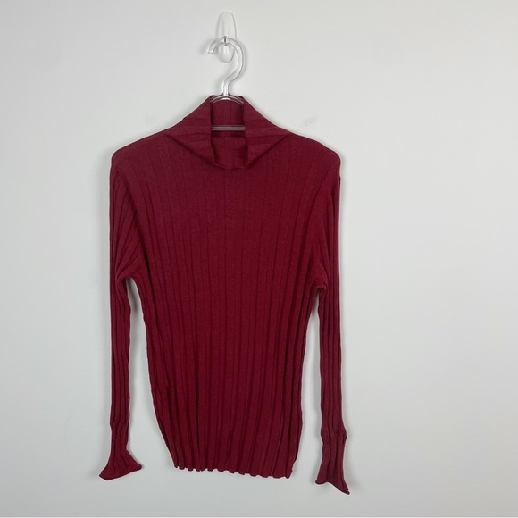J. Crew 365 Stretch Ribbed Turtleneck Sweater Burgundy Size Medium - Picture 2 of 8